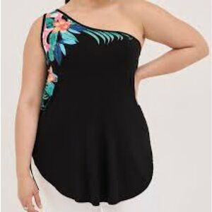 Torrid Favorite Tunic Slim Fit One Shoulder Tunic Tank Black 3X